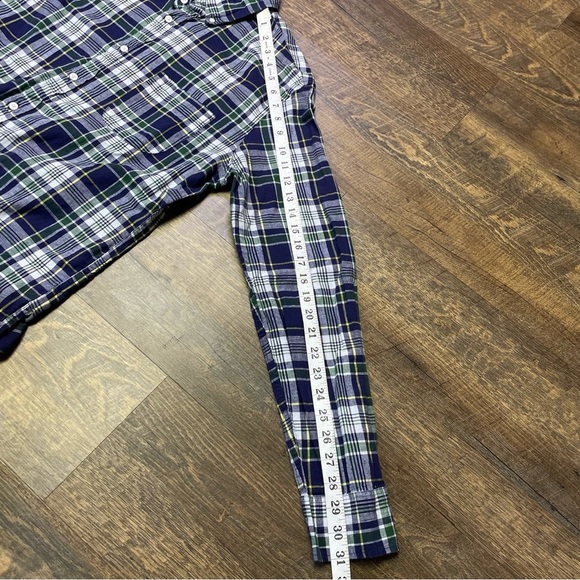 J. Crew Indian Madras Plaid Shirt Mens Large Multicolor Blue Slim Fit Button Up - Picture 9 of 11